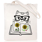 Cartoon Cat Printed Canvas Shoulder Bag Folding Hand Bag