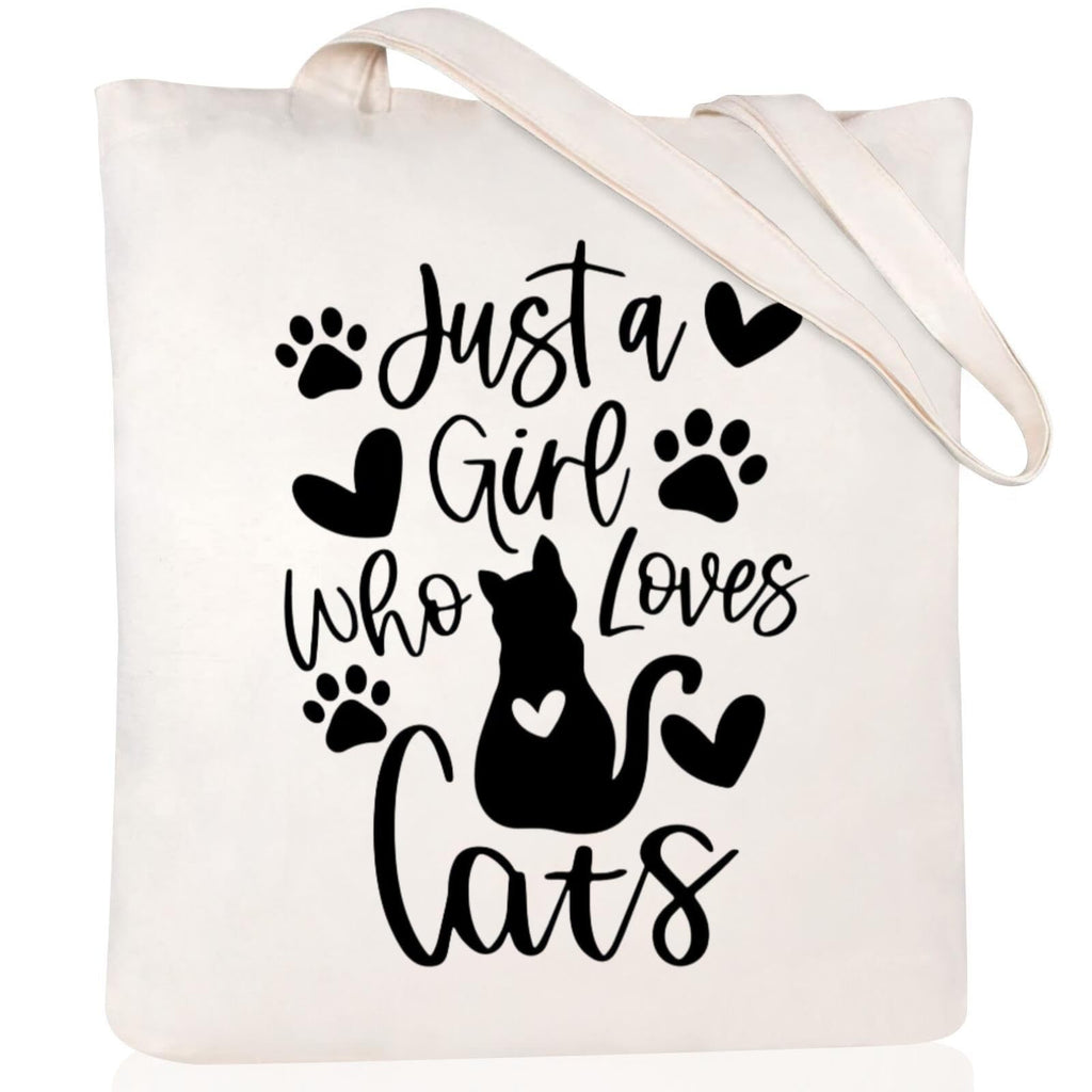 Cartoon Cat Printed Canvas Shoulder Bag Folding Hand Bag