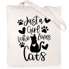 Cartoon Cat Printed Canvas Shoulder Bag Folding Hand Bag