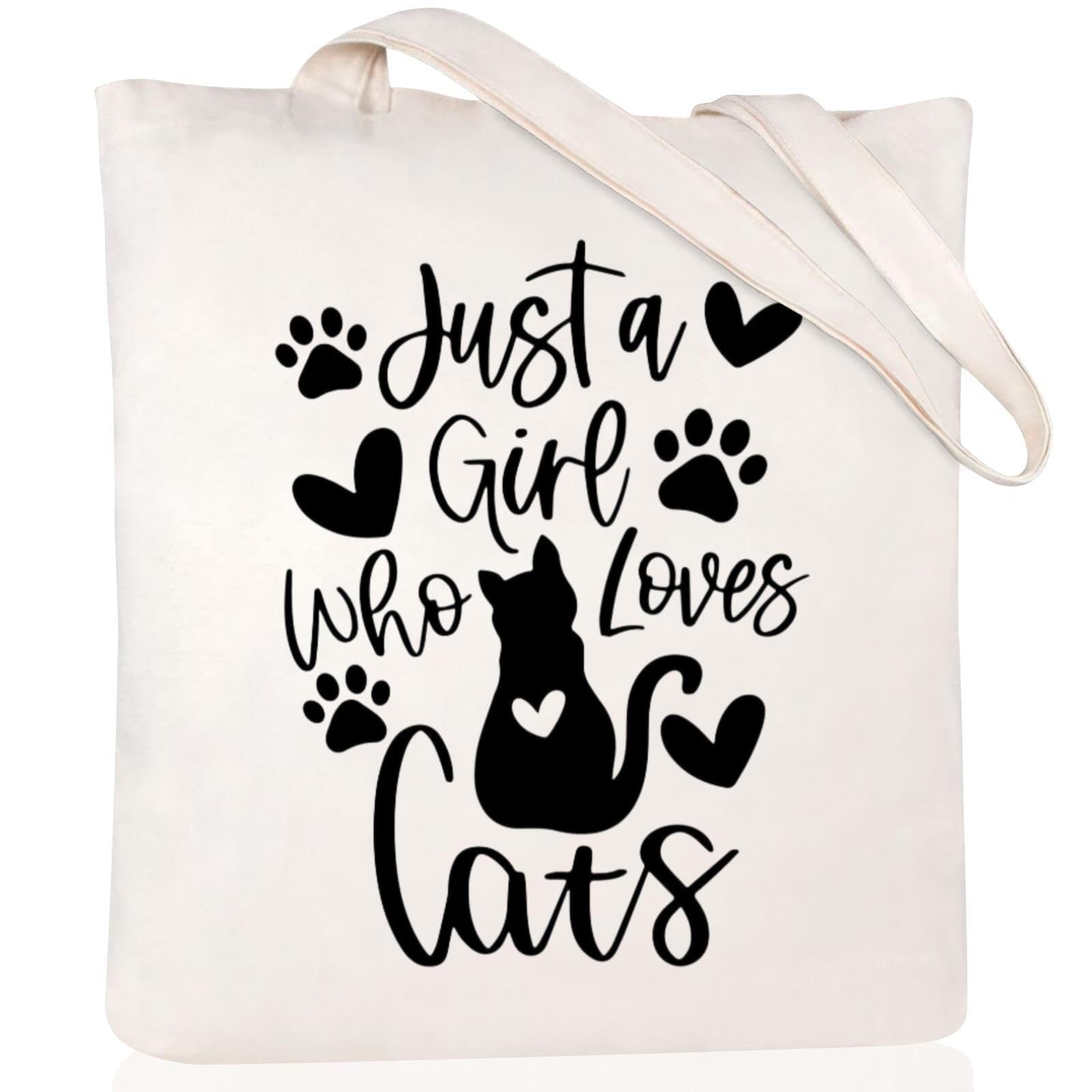 Cartoon Cat Printed Canvas Shoulder Bag Folding Hand Bag