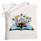 Cartoon Cat Printed Canvas Shoulder Bag Folding Hand Bag