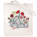Cartoon Cat Printed Canvas Shoulder Bag Folding Hand Bag